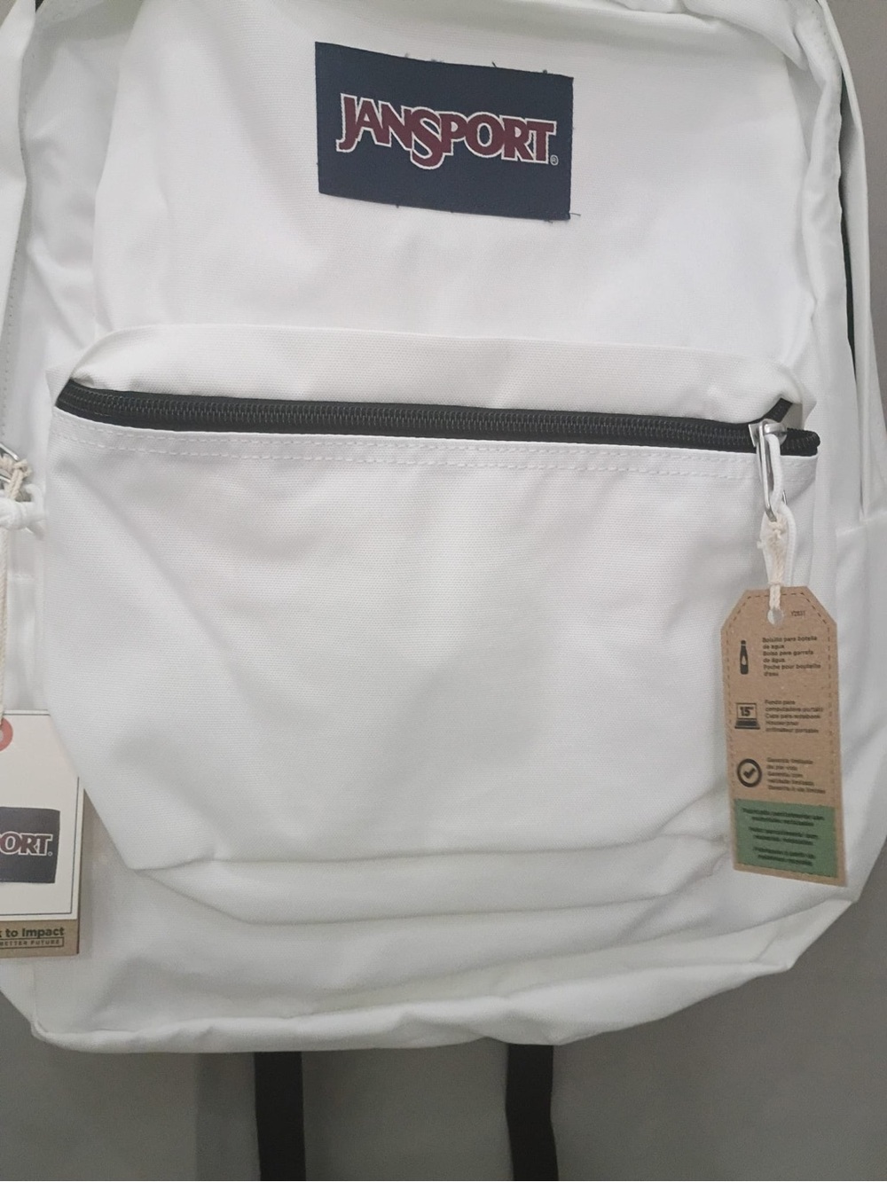 Jansport White Classic Daypack with Black Accents - Picture 3 of 9